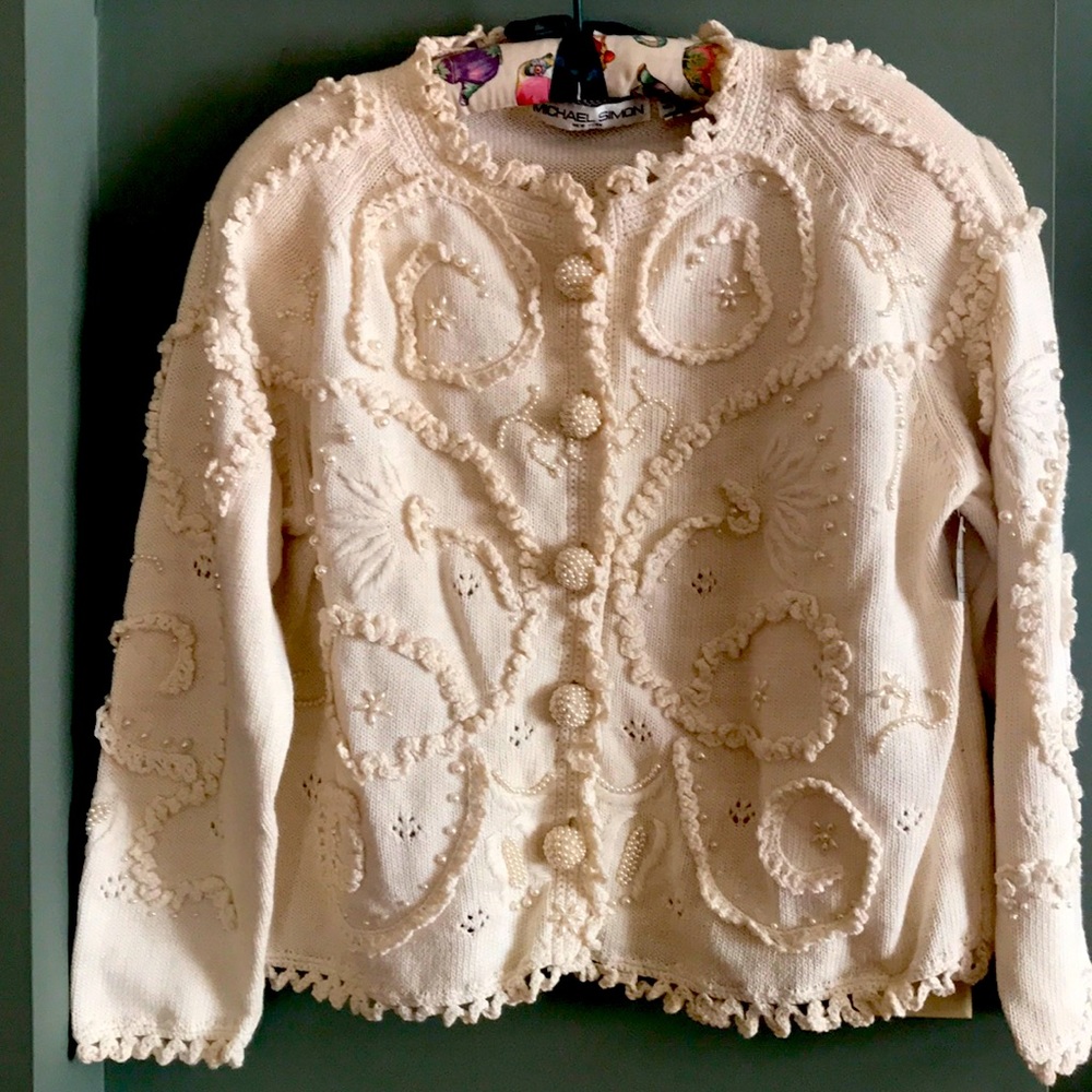 Vintage Michael Simon sweater with pearls